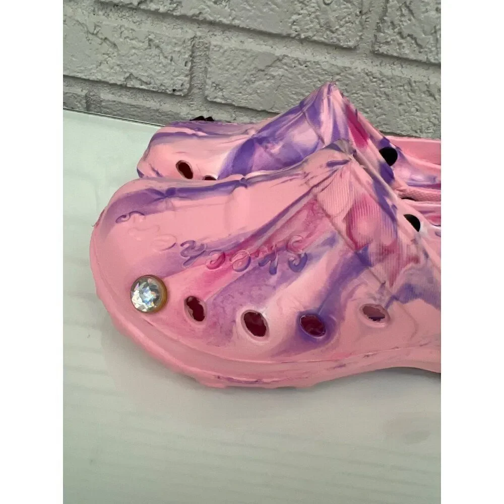 Skechers Girls Pink Tie Dye Rubber Sandals Size 5